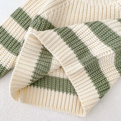 Baby-Pullover für Herren und Damen, neue Herbst-Stile für Säuglinge und Kleinkinder, gestreifte Strickoberteile und Hosen-Sets.