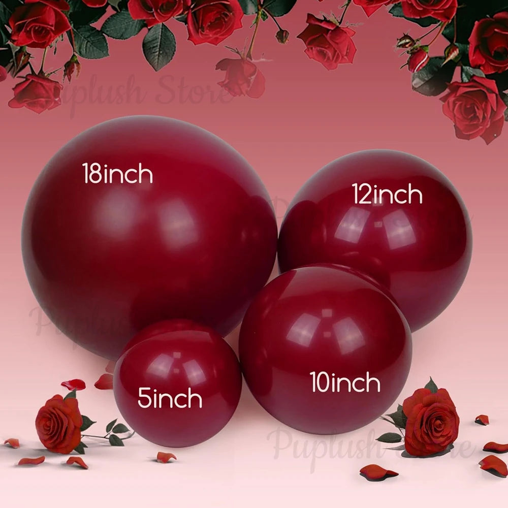100 Stück dunkelburgunderrote Latexballons-Set, 5/10/12/18 Zoll dunkle weinrote Luftballons für Geburtstag, Weihnachten, Hochzeit, Party-Dekoration.