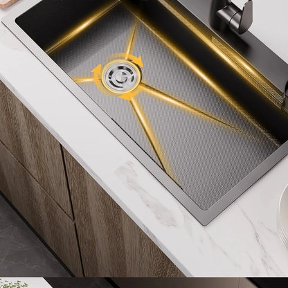 Kitchen Sink Stainless Steel Rice Grain Pattern Multifunctional Wear and Stain Resistant Large Single Slot Wash Dish Basin