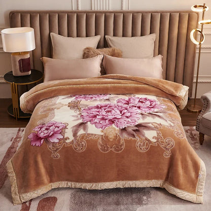 European Style Warm Raschel Blanket for Winter High End Soft Thicken Warmth Weighted Blanket Double Side Flocked Comforter Duvet