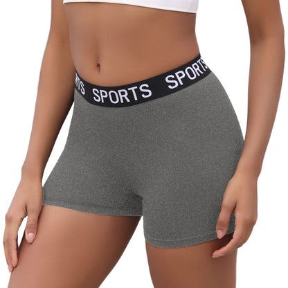 Super Soft Letter Waist Biker Shorts For Women No See Through Workout Running Yoga Athletic Push Up Gym Fitness Shorts.