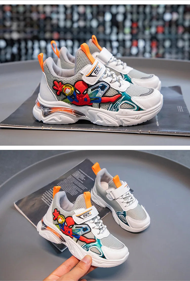 Disney Children's Casual Shoes Sneakers Boys' Cartoon Children's Mesh Breathable Sport Running Gray Black Shoes Size 21-38.