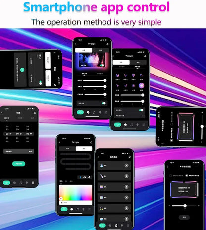 Bluetooth APP Control TV Bildschirm Hintergrundbeleuchtung RGBIC Lichtleiste Farbpicking Sync mit 55-75 Zoll Monitor Spiel Atmosphäre Lampenband.