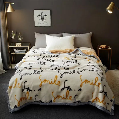 New Raschel plush thickened warm  - et 1PC 150/180/200cm nap air-conditioned room the aircraft  machine washable.