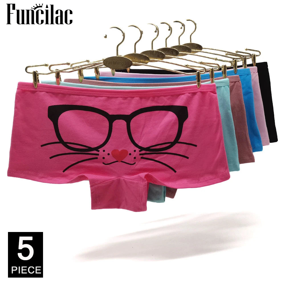 Panties cotton boxer women underwear Safety female panty print lingerie ladies girls intimate woman 5 Pcs/Lot