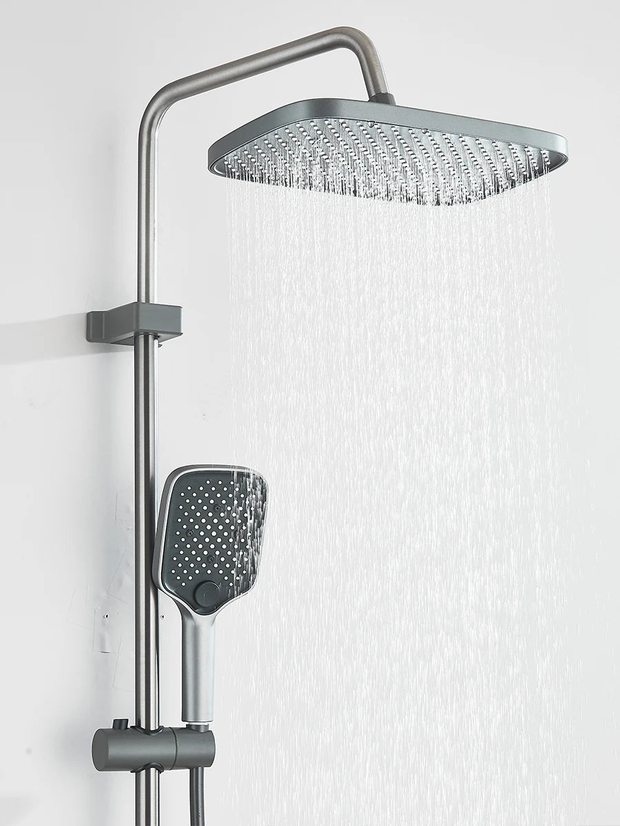 Intelligent Digital Display Luxury Shower Set Bathroom Wall Mounted Piano Key 4 Ways Water Outlet Rainlfall Shower Faucet System