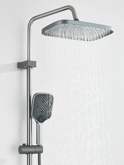 Intelligent Digital Display Luxury Shower Set Bathroom Wall Mounted Piano Key 4 Ways Water Outlet Rainlfall Shower Faucet System