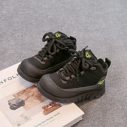 Winter Plush Boots For Children PU Leather Waterproof Boy's Warm Cotton Shoes Thick Warm Platform Teenager Kid's Snow Boots.