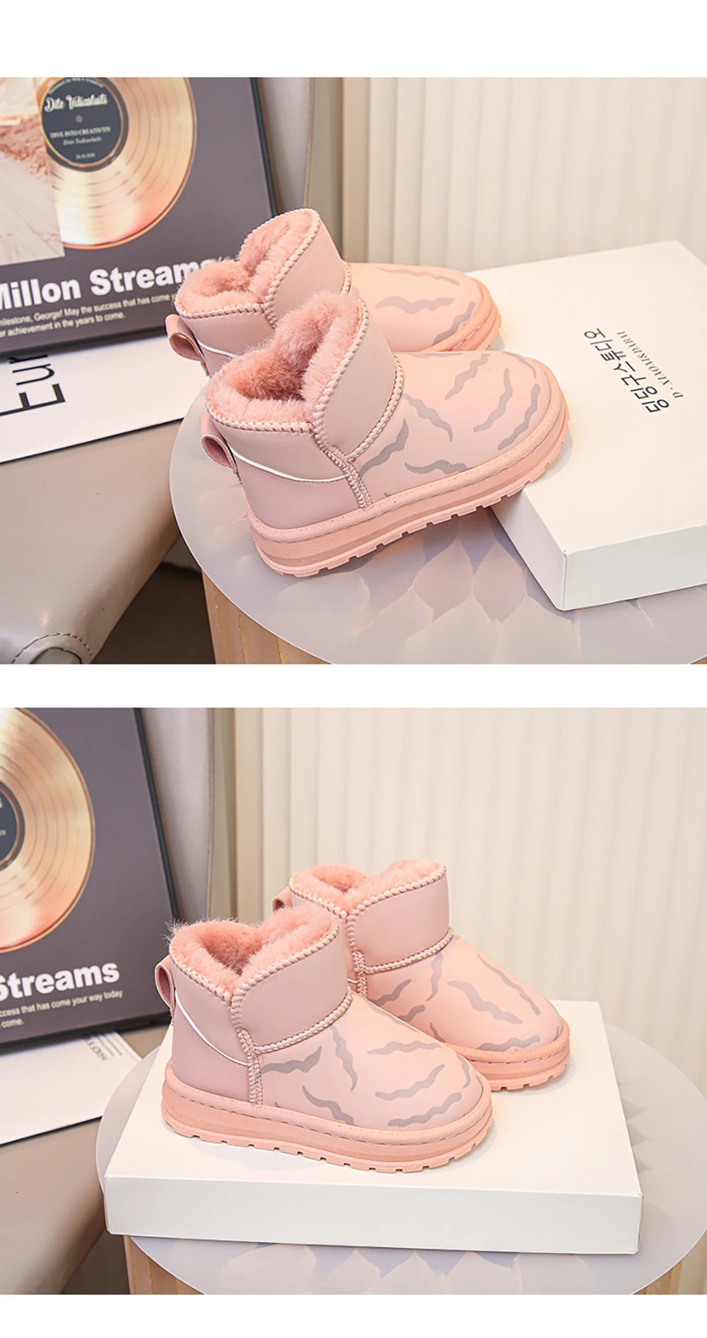 Winter Plush Boots For Children Thick Warm Faux Fur Snow Boots Soft-soled Anti-slippery Boy's Girl's Warm Boots Winter Shoes Kid.