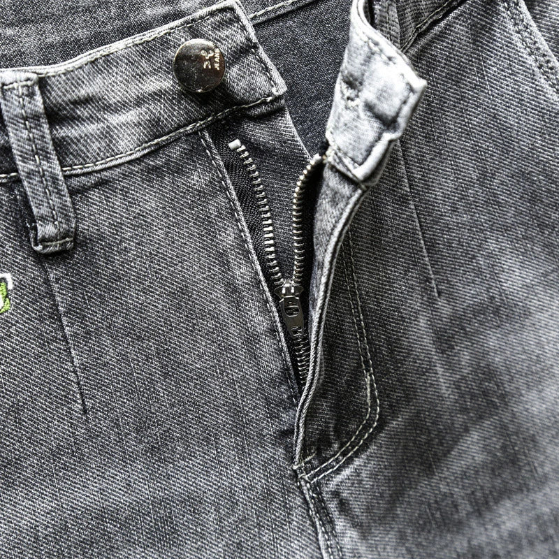 Y2k  Men Fashion Stylish Brand Denim Pants High Quality Designer Slim Fit All-match Trousers Casual Stretch Pencil Cropped Jeans.