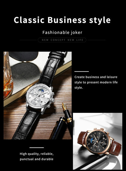 LIGE Luxury Fashion Women Watch Leather Strap Waterproof Casual Sport Quartz Wristwatch 24 hour Moon Phase Clock Watch for Women.