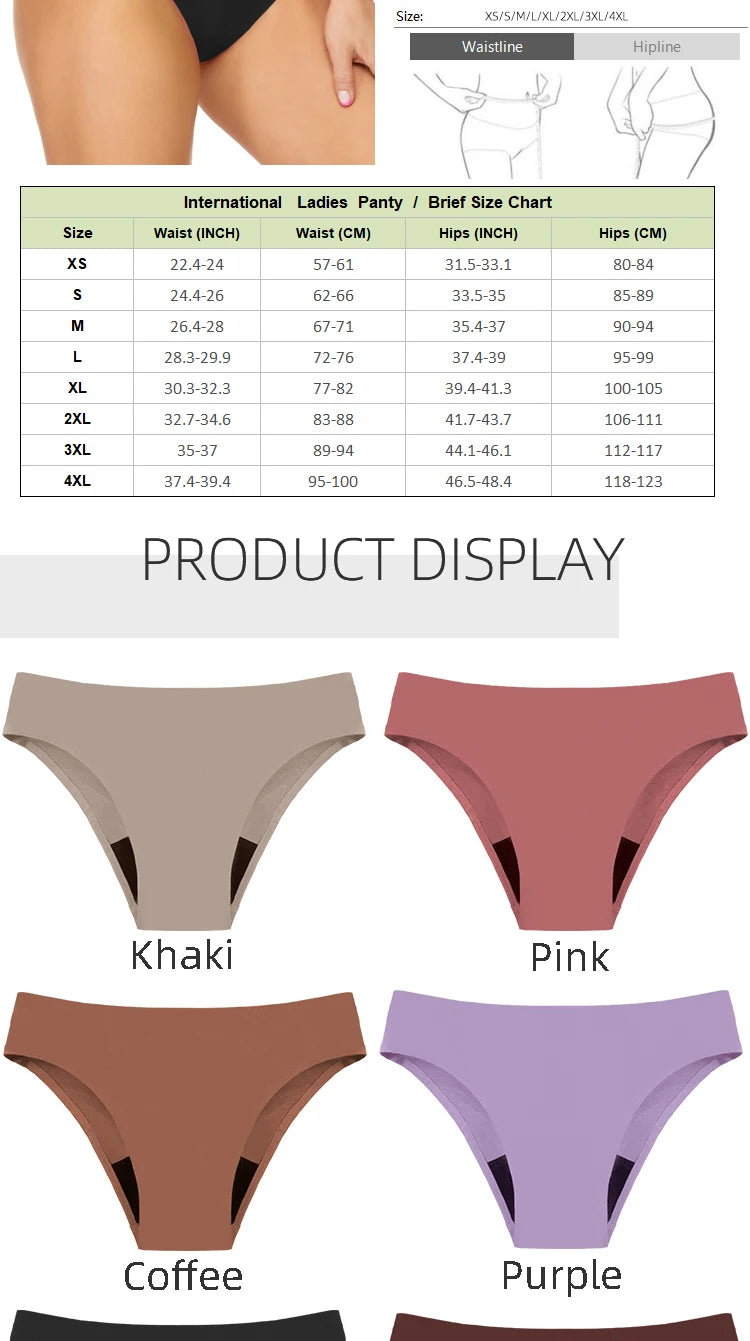 Seamless Swimwear Menstrual Panties 4-Layer Leakproof women's grooming pants Bikini Fast Absorption Summer Beachwear Period Swim.