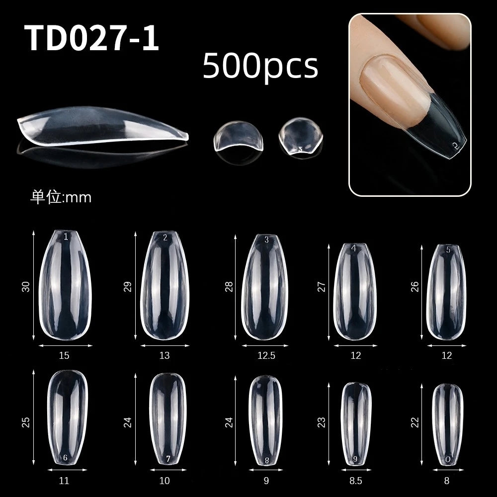 600Pcs Extra Long Hawk Curved Nail Tips Half Cover Eagle Claw Curve False Nails Extension 10 Sizes Bag Packaging for Art Salon *.