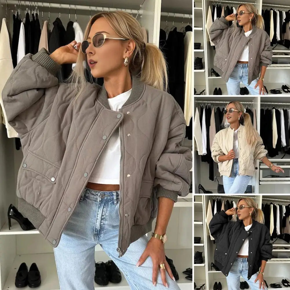 Frauen Herbst Winter Mantel Einfarbig Lange Mantel Baumwolle Jacke mit Knopf Verschluss Taschen Lose Rundhals Täglichen Jacke Oberbekleidung.