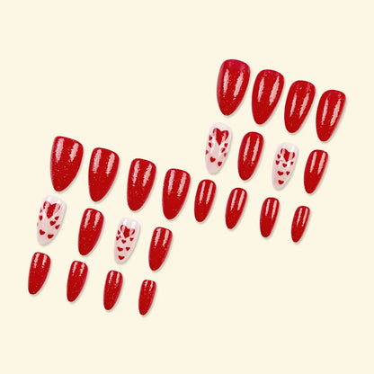 24pcs/set Medium long square fake nails for women girls cute heart flowers feather butterfly design press on false nail art tips.