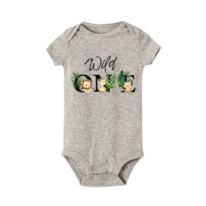 Wild One&Tier Muster Druck Jungen Neugeborenen Strampler Sommer Casual Kurzarm Säugling Body Baby der ersten Geburtstag Kleidung.