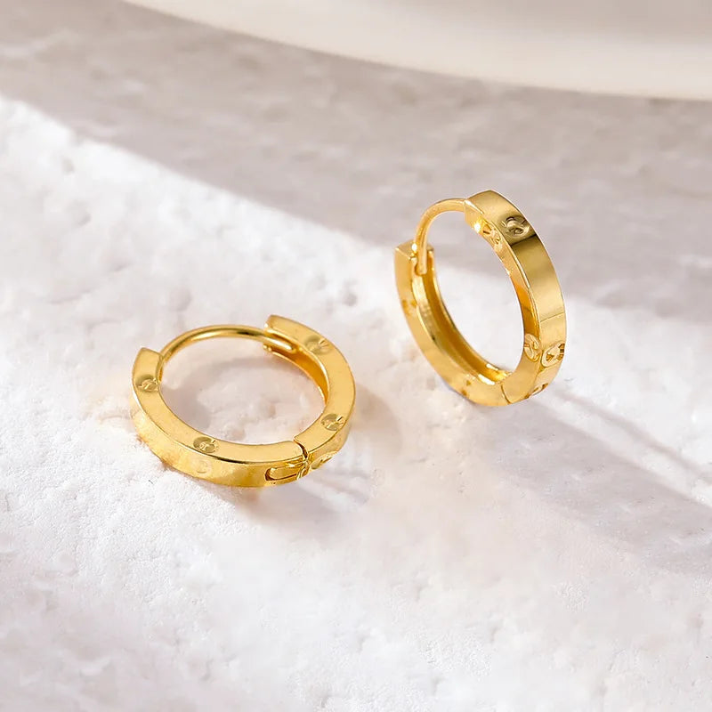 Trend Ear loops Shining Real 18k Gold Ear Buckle for Woman High-quality Luxury AU750 Earring Party Banquet Fine Jewelry.