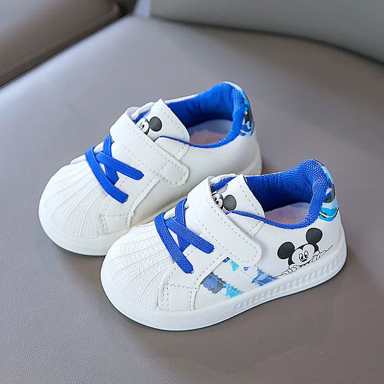 Disney White Casual Shoes For Baby Boy Girl Brand Children Sneaker Mickey Mouse Kids Sports Shoes Toddler Walking Shoes Size 25.