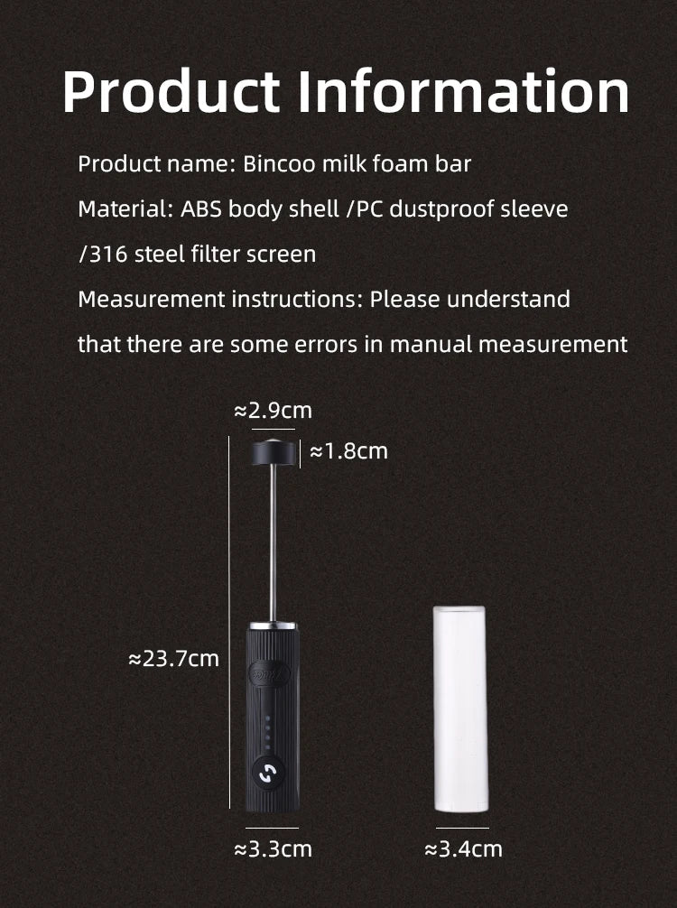 Bincoo New Milk Foamer Coffee Whisk Mixer Electric Blender Egg Beater Mini Frother Handle Stirrer Cappuccino Maker Cooking Tools.
