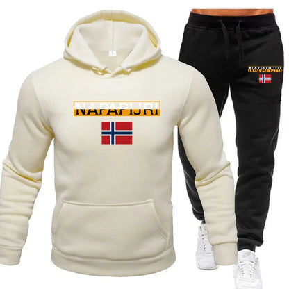 King Print hoodie suit men s casual sportswear fashionable spring and autumn jogging pullover sportswear sweatpants