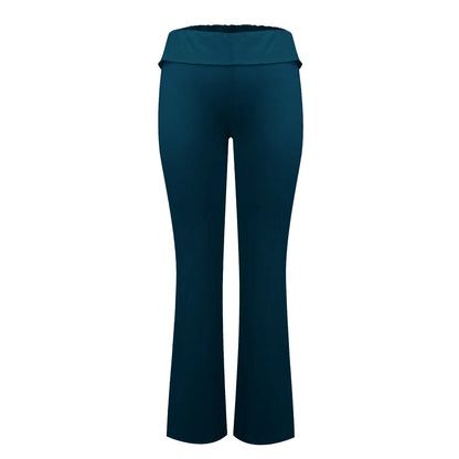 Damenmode, einfarbig, schmale Passform, schmale Reverse-Taille, niedrige Taille, elastische Taille, Schlaghose, Hose für Damen, Damenhose 2024.