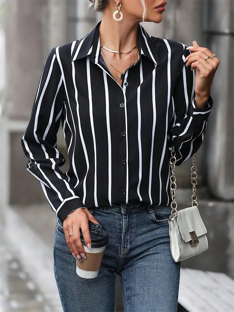 Fashion Luxury Women's Shirts French Texture Printing Women's Shirts Spring And Autumn Long-sleeved Women Business Office Shirts.