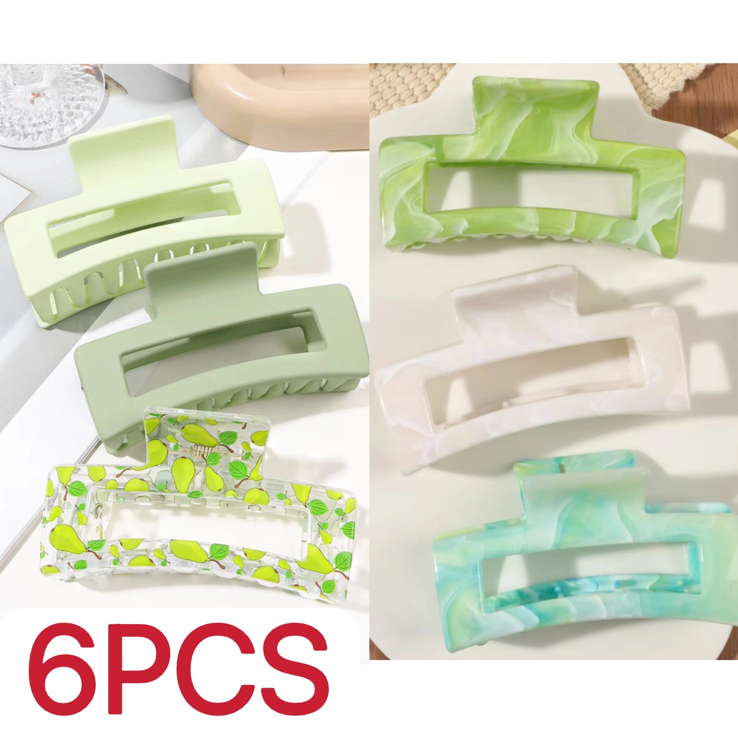 1/3/4/6 Pcs Medium Hair Claw Clips for Women Girls, Pink Strong Hold Matte Square Hair Clips for Thick Thin Hair