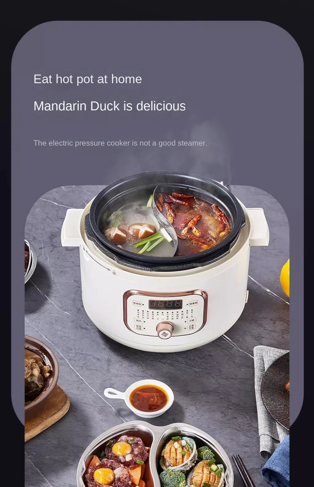 220V Home Electric Pressure Cooker 2 Flavor Multifunctional Rice Cooker Non-stick Multi Cooker & 2 Flavor Inner and Steamer.
