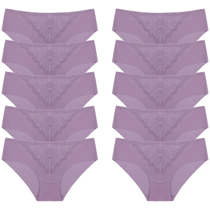 BZEL 10PCS/Set Women's Panties Exquisite Sweet Lace Underwear Sexy Lingerie Silk Satin Briefs Woman Comfort Breathable Underpant