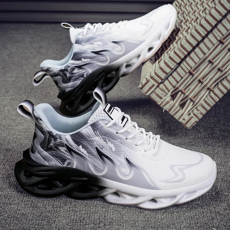 Men Running Shoes Mesh Breathable Flat Cushioning Soft Comfortable Sneakers Outdoor Gym Trendy Casual Jogging Shoes for Men.