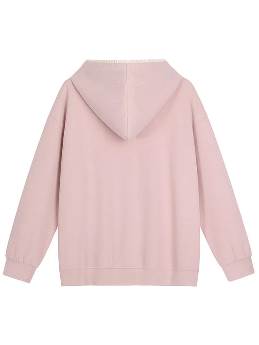 GIBSIE Plus Size Kängurutasche Kordelzug Hoodies Damen Herbst und Winter Kapuze Langarm bedruckt lose Sweatshirt Tops.