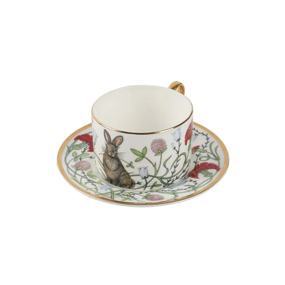 Russian Royal Porcelain Lomonosov Cartoon Rabbit Gold Plated Bone China Coffee Cup and Saucer Gift Box Gift Coffee Cup Set.