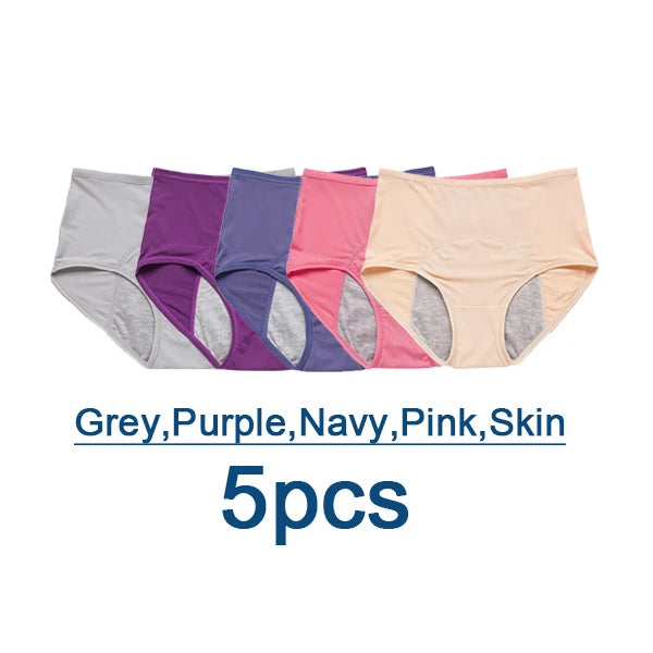 L-8XL Leak Proof Menstrual Panties 5PCS Women Period Underwear Sanitary Panties  Plus Size Physiological Waterproof Briefs
