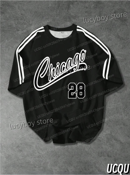 Summer Men Sports Loose Comfortable Men's T-Shirt No.28 Print Men's Short-Sleeved O-Neck Top Daily Street Mens T-Shirt.