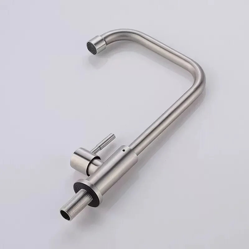 Stainless Steel Kitchen Faucet Single Lever Hole Tap Cold Sink Faucet Single Handle Deck Mounted Water Tap