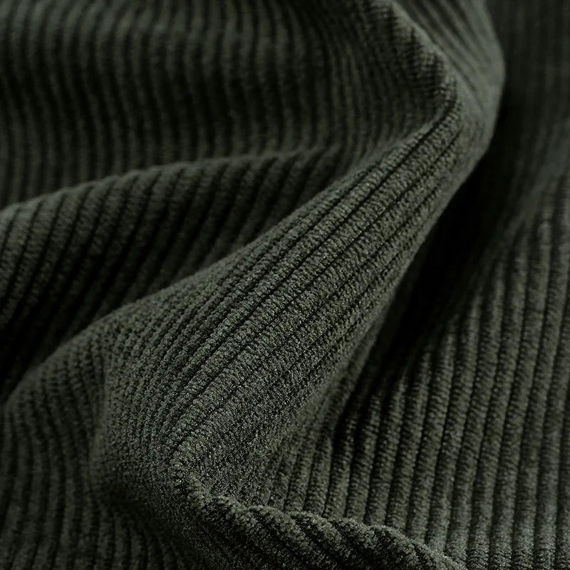 Men's Corduroy Jacket Stand-up Collar Slim Fit Retro Multi-pocket Workwear Commuter Coat for Spring And Autumn