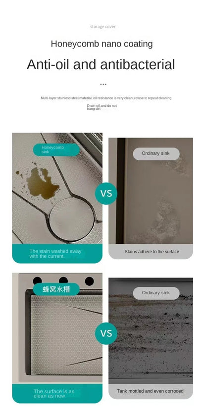 Digitalanzeige, Wasserfall, Einzelschlitz, Nano-Spüle aus Edelstahl 304, Geschirrspülen, Küche, multifunktionales Gemüsewaschbecken