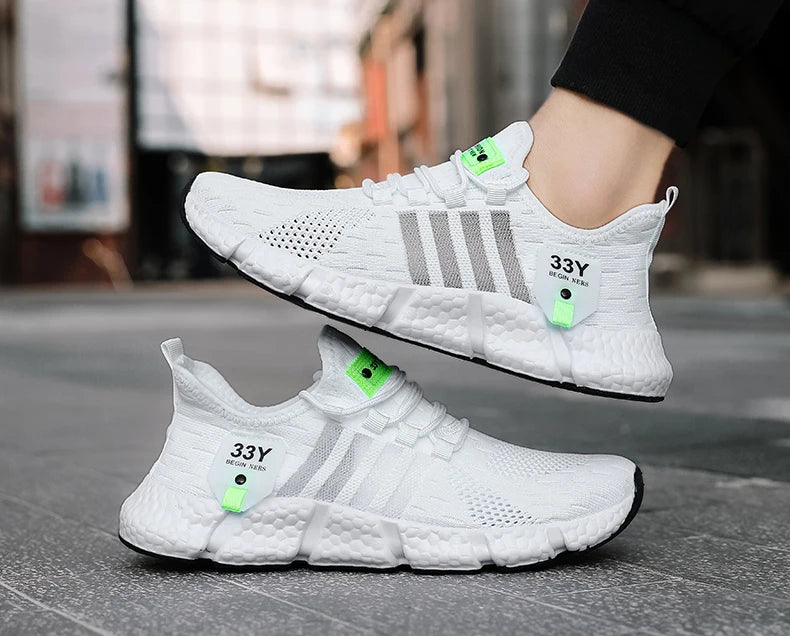 Atmungsaktives Mesh Männer Schuhe Trendy Leichte Fuß Wohnungen Plus Größe Männliche Tennis Turnschuhe Laufen Outdoor Fitness Schuhe 2024