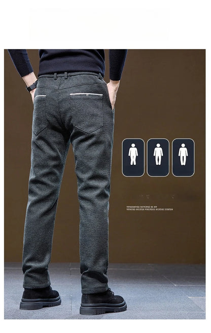Men's Winter Velvet Casual Pants Thickened Warm Slim Fit Comfortable Solid Color Trousers Korean Fleece  Fashion Outdoor Jogging.