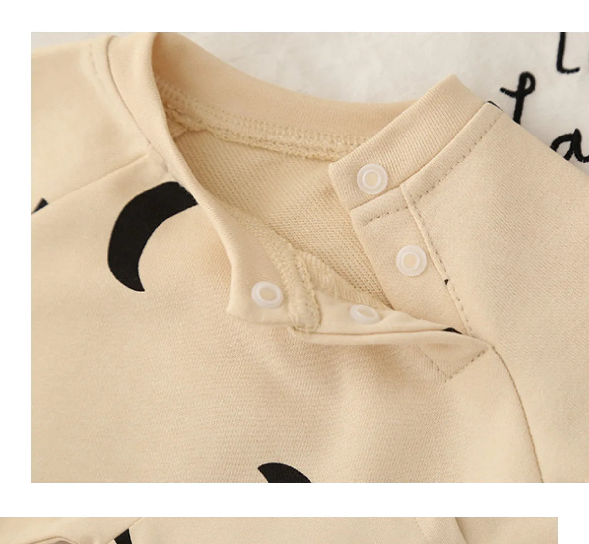 Neugeborener Frühlings- und Wintermode-Anzug mit Mond-Sonnen-Aufdruck, Baumwolle, bequem und weich, 0–12 Jungen und Mädchen, langärmeliger Baby-Body.