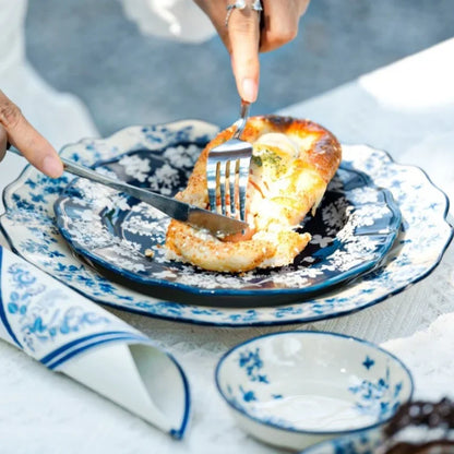 Chinese Style Ceramic Bowls Plates Retro Tableware Ramen Bowl Steak Dish Dessert Salad Plate Party Household Dinnerware Decor.