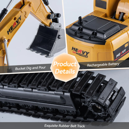 ZWN 1/16 1/20 Remote Control Excavator Dump Truck RC Model Car Toy Professional Alloy Simulation Construction Vehicle for Kids