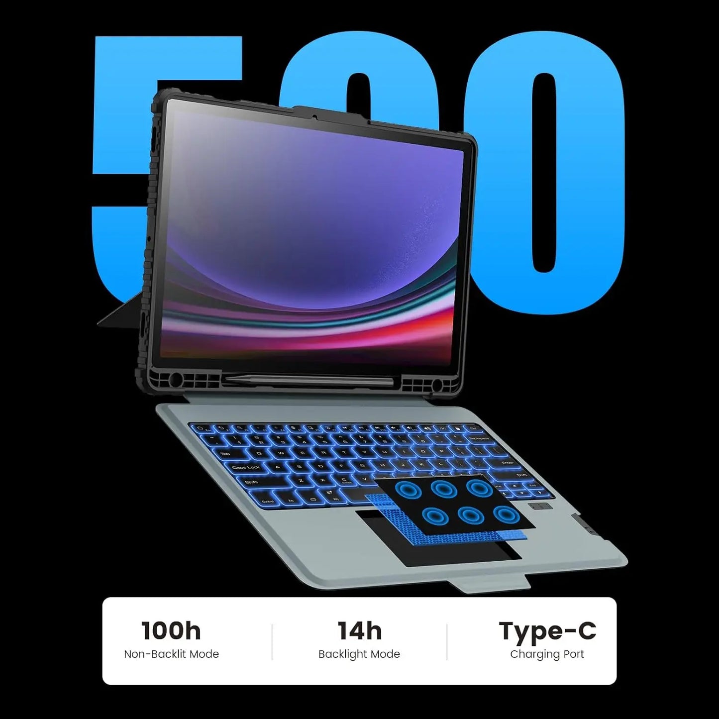 NILLKIN Magic Keyboard For Samsung Galaxy Tab S10 FE+ Case Backlight Keyboard For Samsung S10/S9 Plus Case With Len Protection.