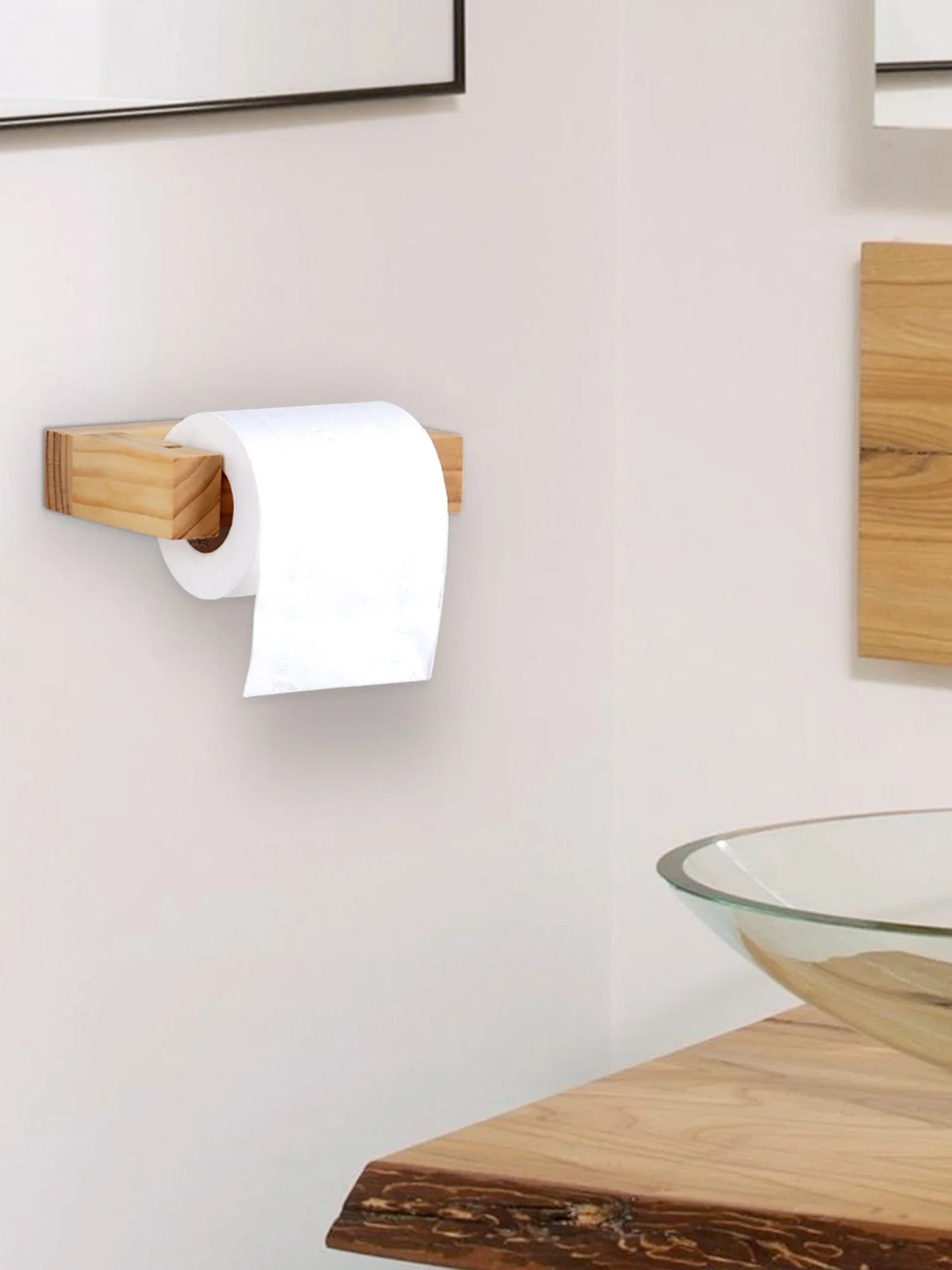 Nagel freier quadratischer Toiletten papier halter aus Holz Bad zubehör Hardware Papier handtuch halter Küchen rolle Papier halter