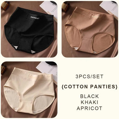 FallSweet 3PCS Seamless Women High Waist Briefs Panties Breathable Cotton Underwear Female Sexy Underpants Large Size Lingerie.