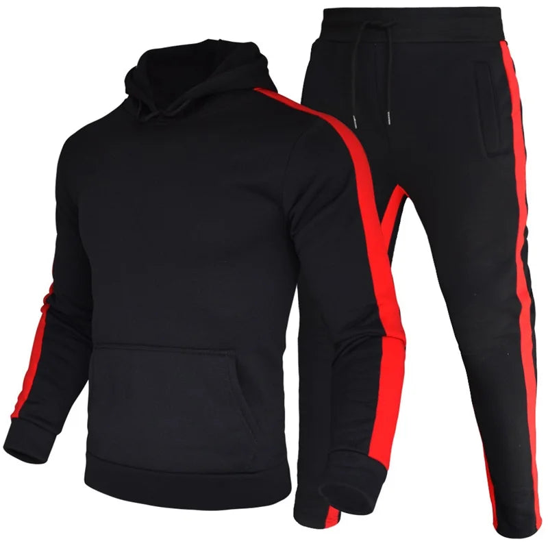 Männer 2 Stück Trainingsanzug Farbe Block Sweatsuit Streifen Casual Winter Langarm Warme Feuchtigkeit Wicking Atmungs Sportswear Anzug.