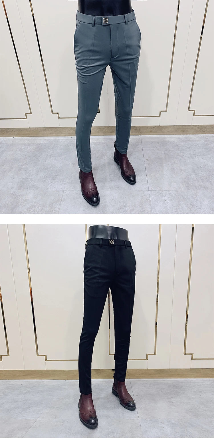 Men Suit Pants Formal Trousers Stretch Slim Pantalone Hombre Calça Masculina Solid Color Casual Dress Pants Fashion Men Clothing