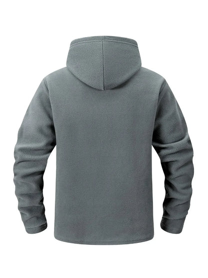 Men's Polar Fleece Zipper Hooded Jacket Autumn Winter Thermal Warm Work Coats Full-Zip Up Windproof Outdoor Hoodie Sweatshirt.