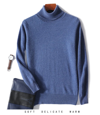 Men's Turtleneck 100% Pure Wool Sweater Men 2024 Autumn and Winter Large Size Loose Knitted Sweater Keep Warm Tops Men Jumper