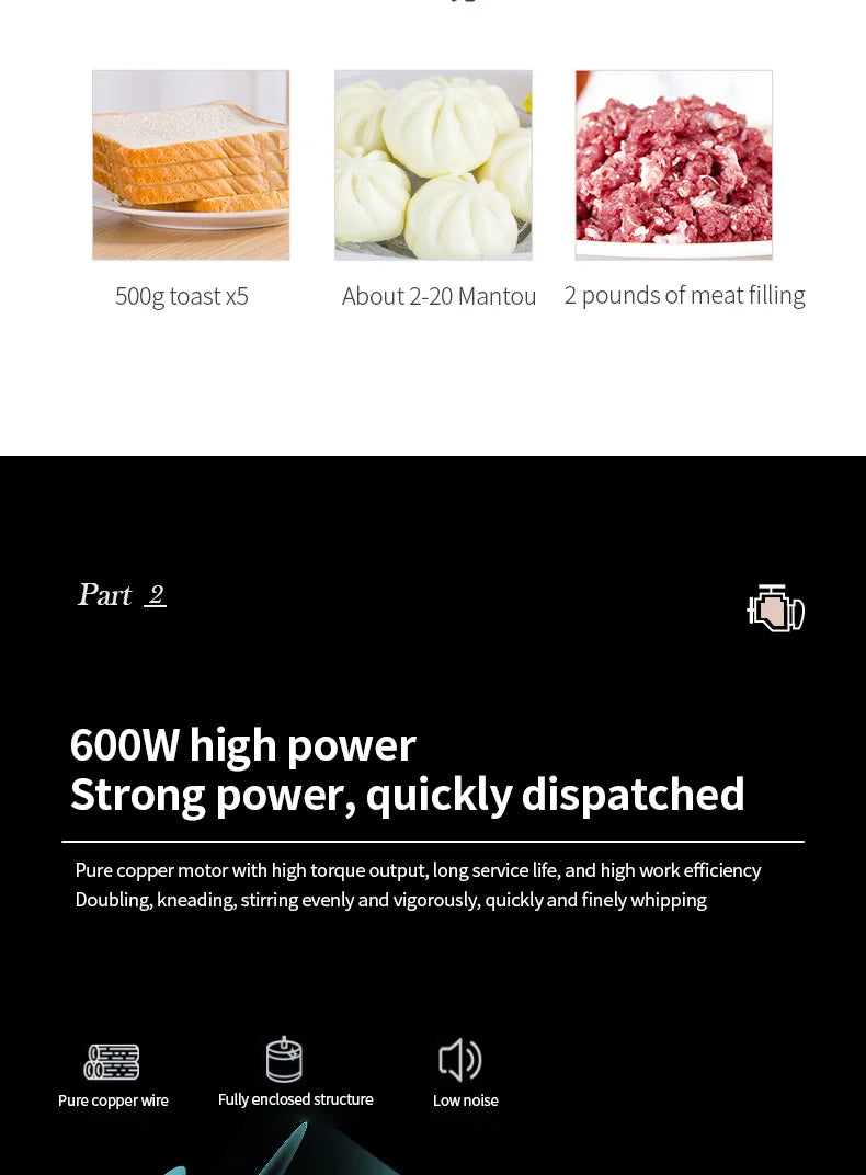 DIVEDEER Kitchen food mixer 3.5L stainless steel bowl cream egg mixture cake dough kneading machine 600W vertical mixer.